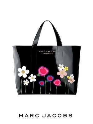 MCJ005*MARC JACOBS PARFUMS FLORAL PVC TOTE (BLACK)